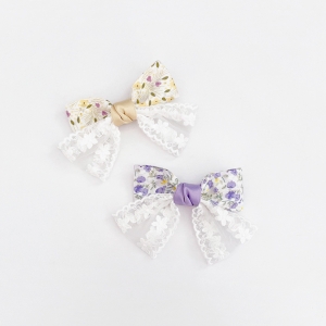 Girl Hair Clip Bow Floral Lace (GHP8906)